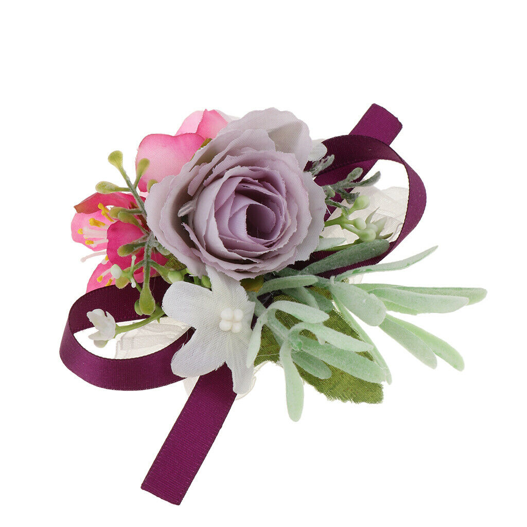 Romantic Wedding Wrist Corsage Bridesmaid Leaves Flower Hand Flower