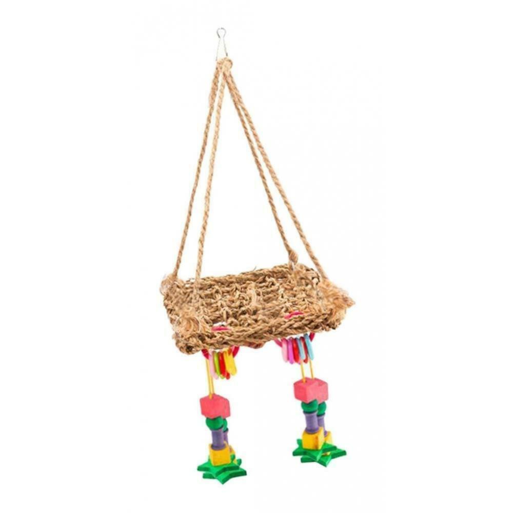 Rattan Hammock Hanging Bed Swing Bird Toys for Parrots, Budgies, Cockatiels,
