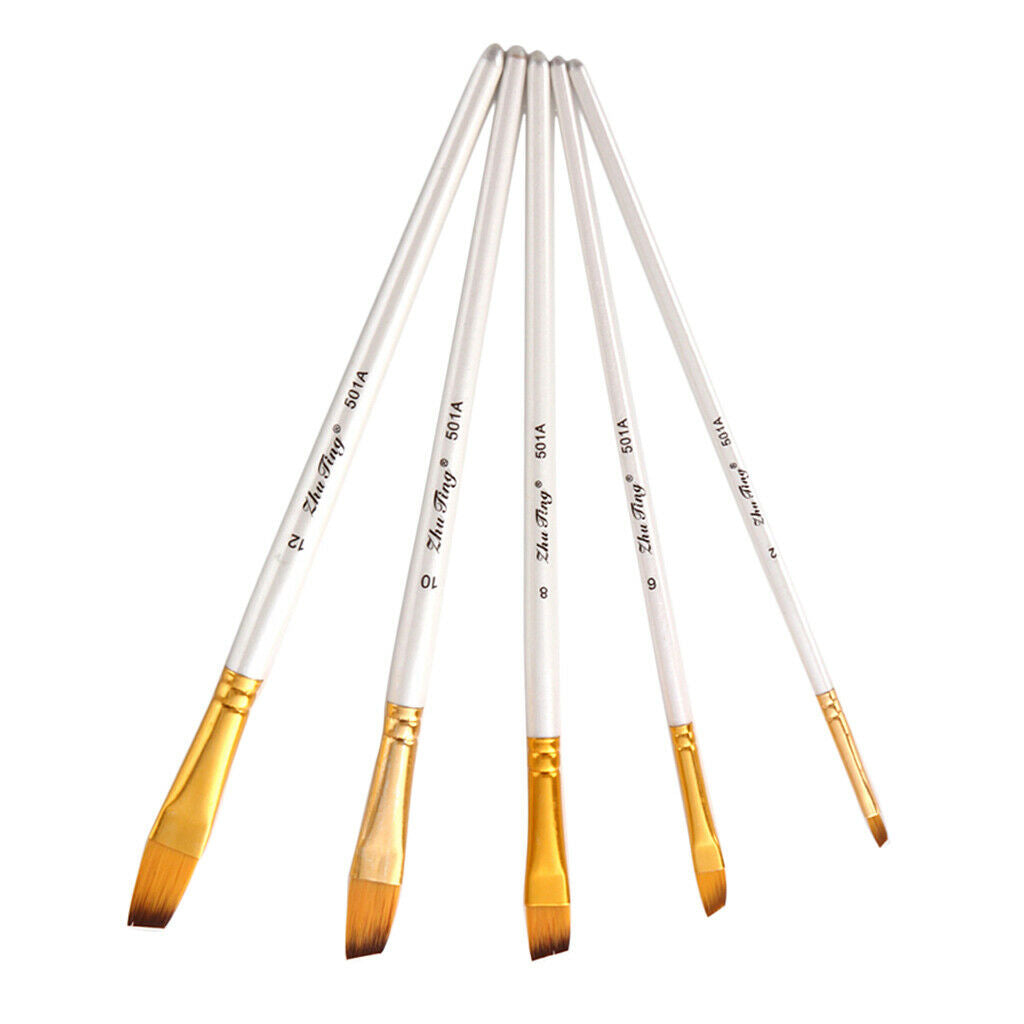 5x Per Artist Oil Acrylic Face Painting Angle Color Brush Set