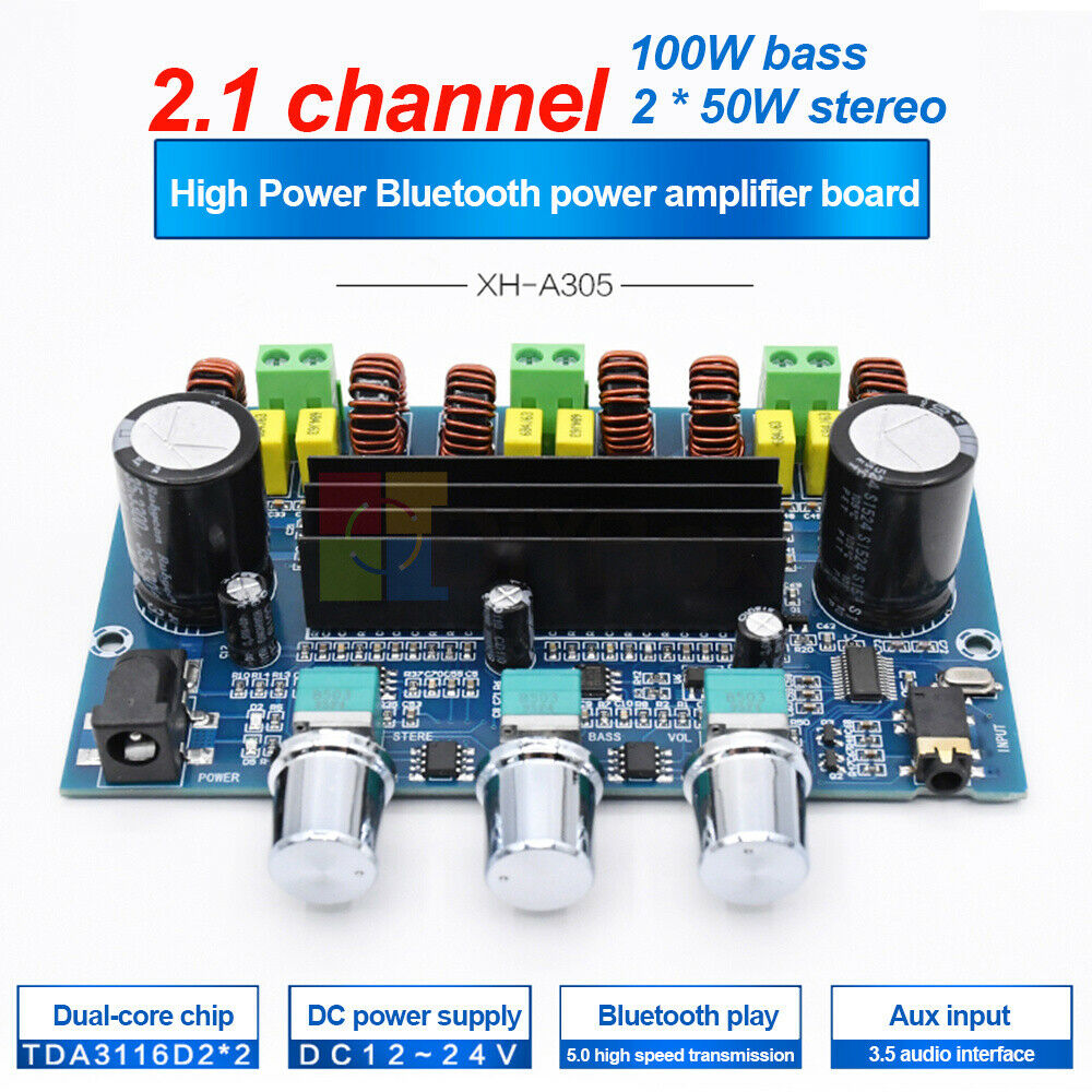 Amplifier Board TPA3116D2 50Wx2+100W 2.1 CH Bluetooth Digital Subwoofer Power