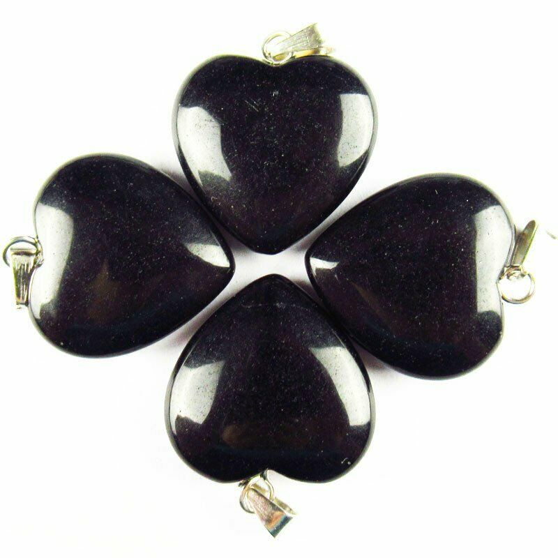 10pcs 20x20x6mm Natural Black Agate Heart 38g Pendant Bead A-12SK