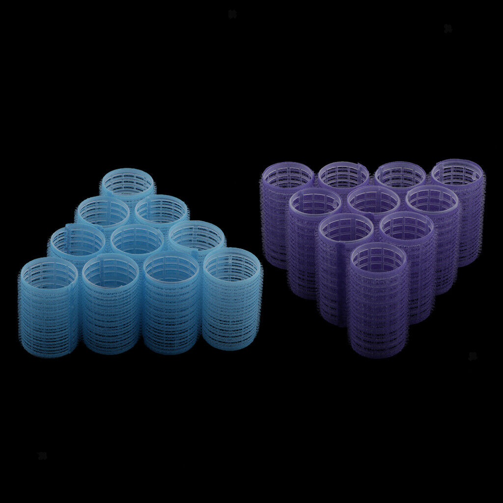 20pcs Plastic Hair Roller Curling Curls Hairdressing Curlers Purple+Blue