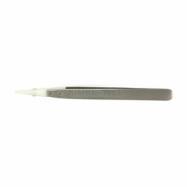 Ceramic Stainless Steel Pointed Tip Tweezer Heat Resistant Anti-acid Anti-static
