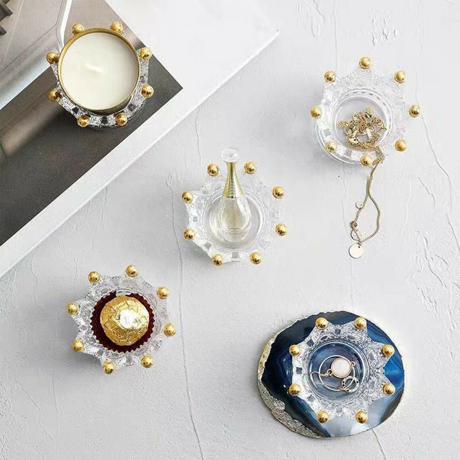 Glass Candle Holder Tealight Holder Jewelry Tray Decorative Ashtray Glass Votive