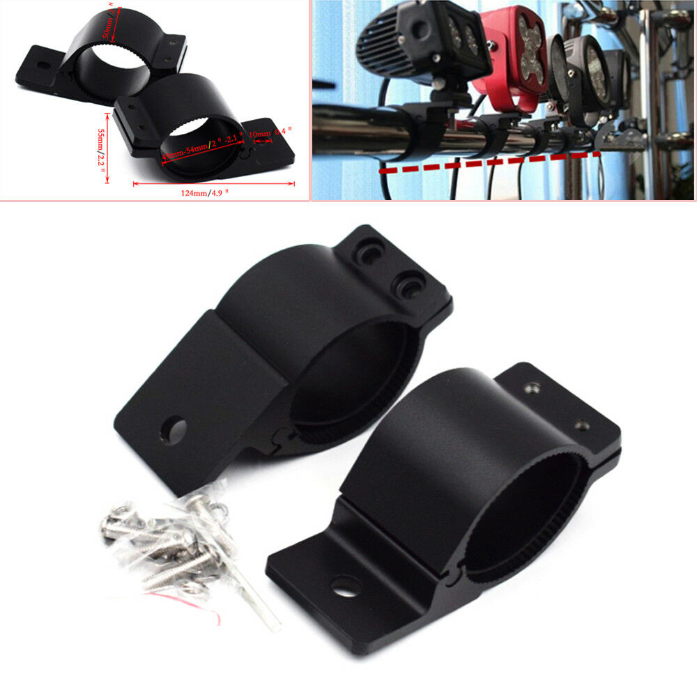 2PCS Clamps Round Tube Mounting Brackets Holders 49-54mm Bull Bar LED Work Light