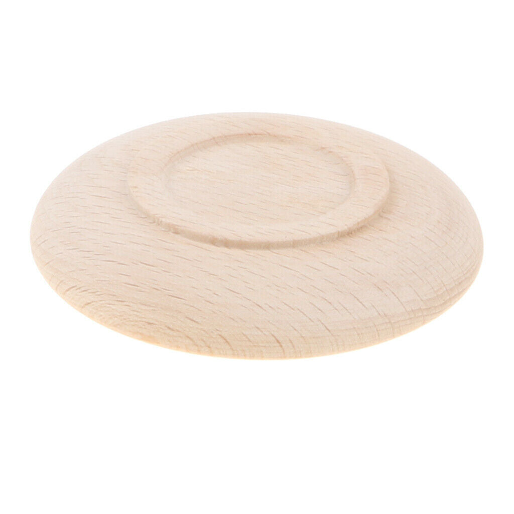 4pcs Wooden Tea Coffee Saucer Tableware Pretend Play Kitchen Education Toys