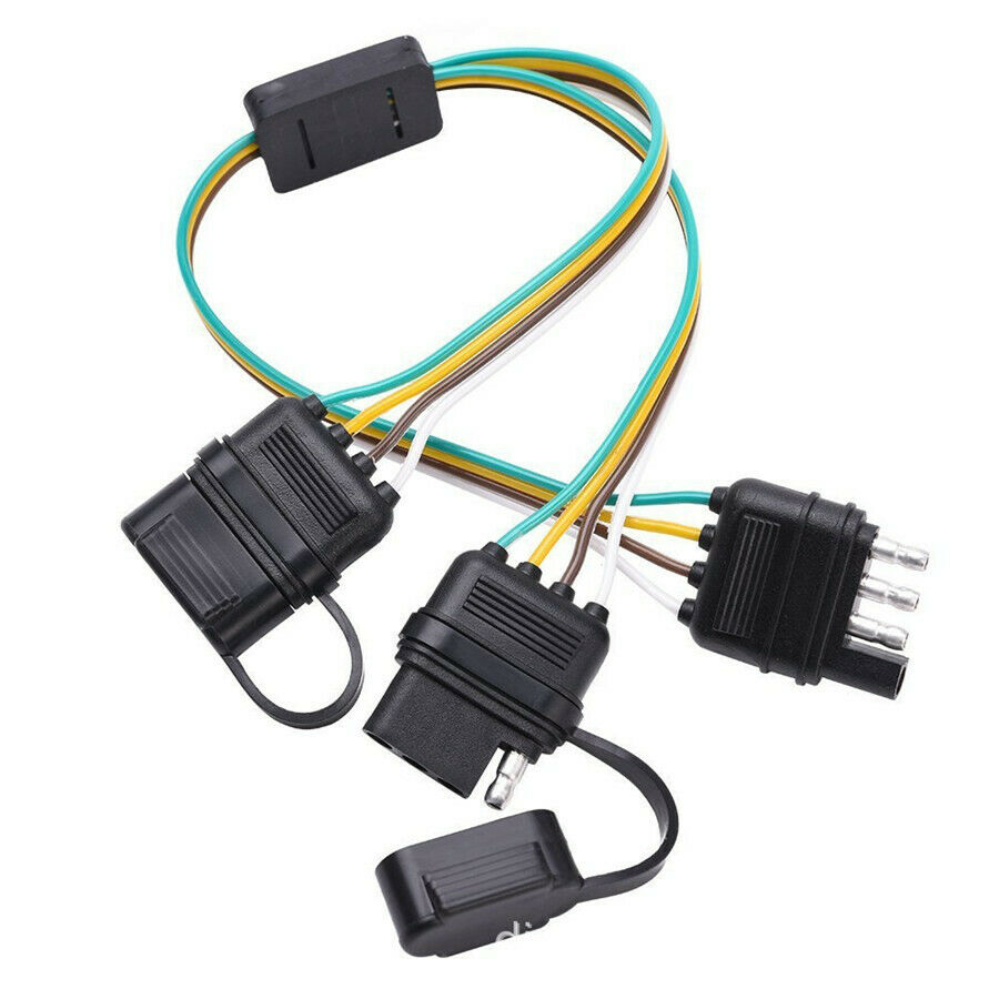 17.5" Heavy Duty Trailer Y-Splitter with Dust Cap Flat 4-Pin Insulating Housing