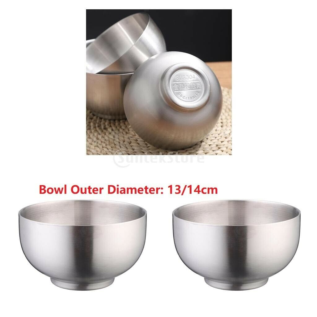 2pc 13/14cm Mixing Bowl Double Walled Bowls Jar Outdoor BBQ Heat Insulated