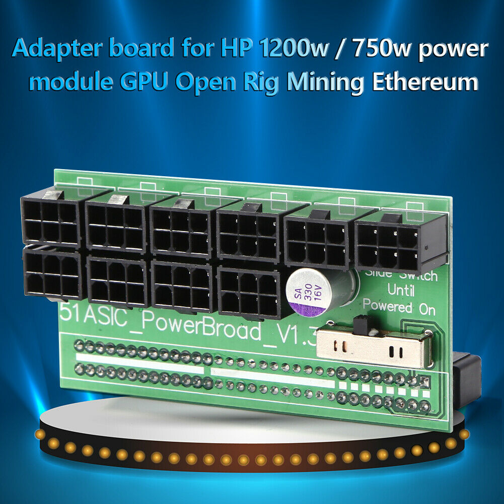 750W-1200W Power Supply Breakout Board 10 Ports PCIe 6 Pin for DPS-800GB A BTC