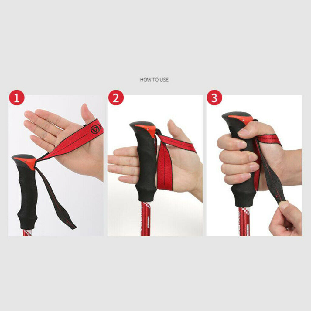 Collapsible Telescopic Hiking Trekking Pole Adjustable Walking Stick Red