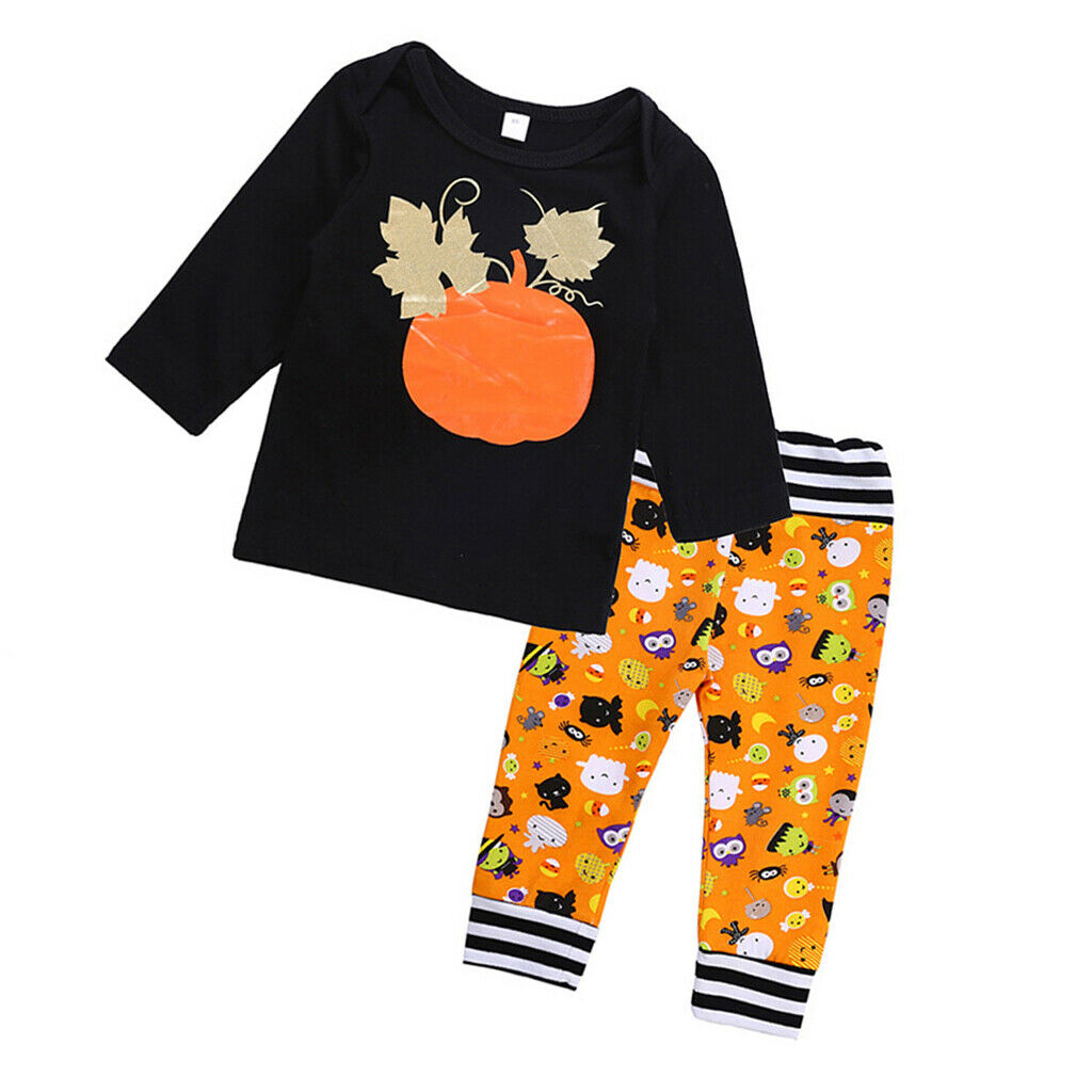 Baby Boy Girl Halloween T-shirt Tops+Pants Outfit 2pcs Clothes Set 24Months