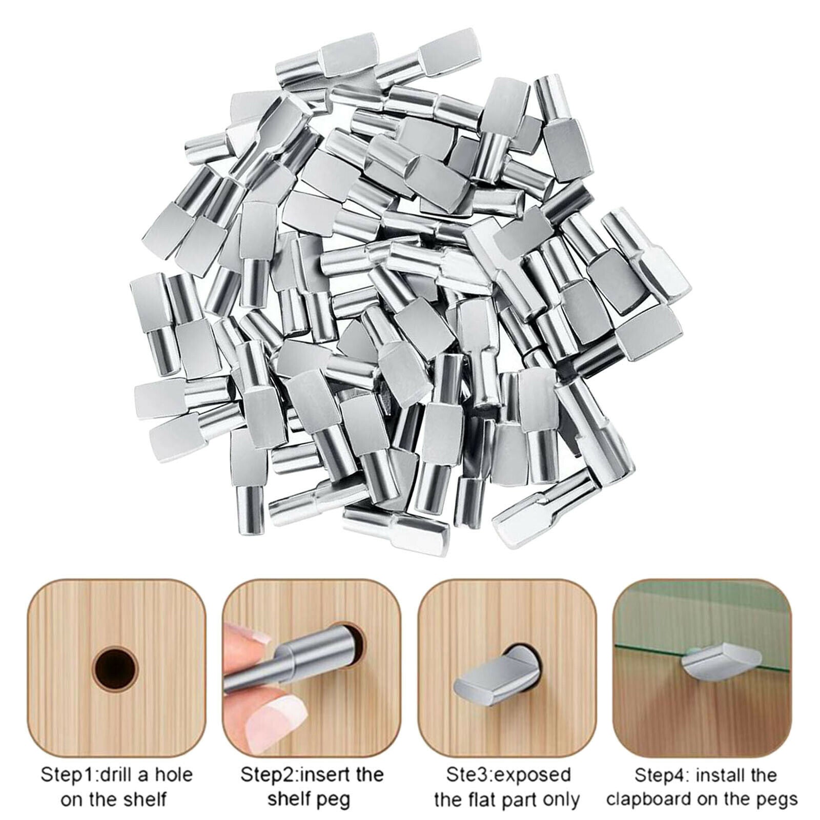 60pack Shelf Pegs 5mm Cupboard Fixed Shelf Pins Bracket Support Pegs Holder