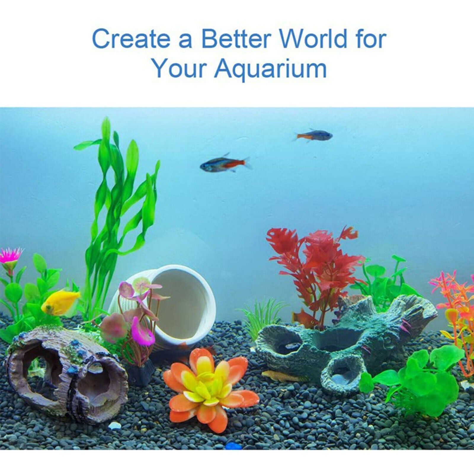 12Pieces Aquarium Ornament Artificial Plant Fish Tank Shelter Waterscape