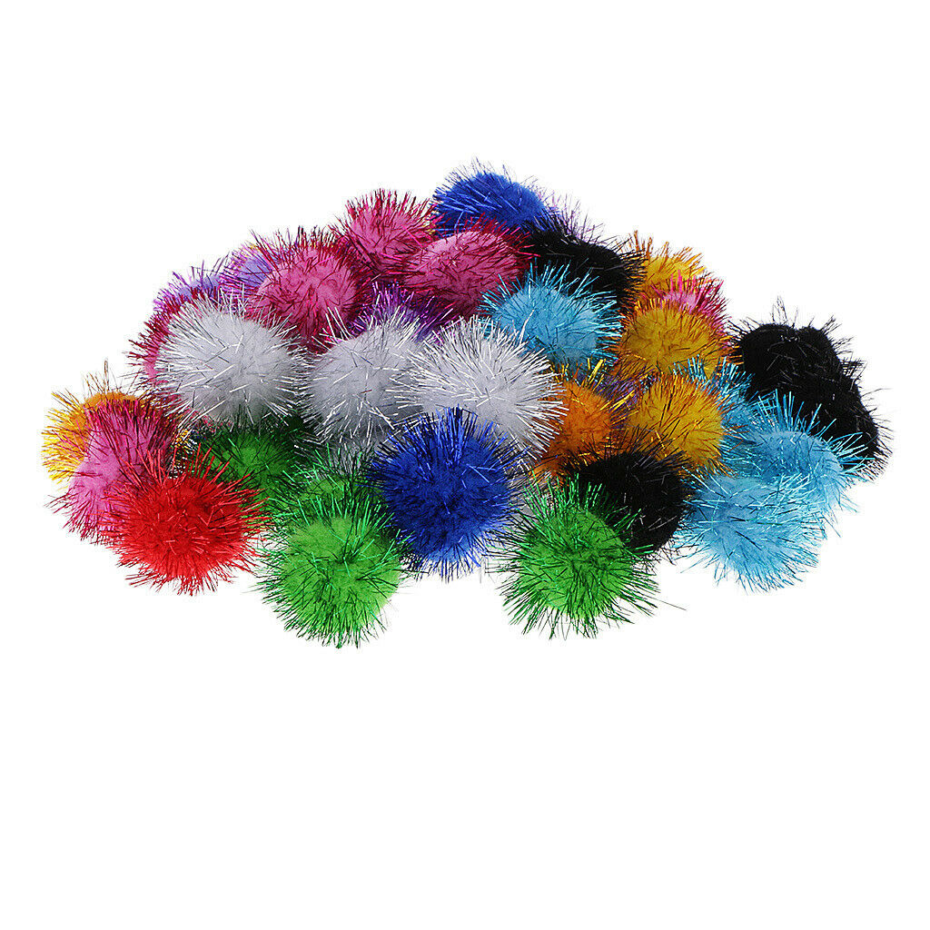50Pack Iridescent Glitter POM POM BALLS Sparkly Balls Puff DIY Decor Toys 3.5cm
