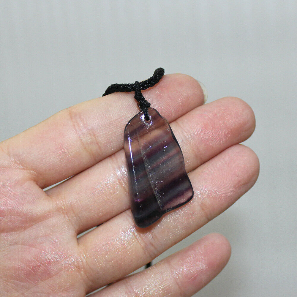 Natural Colorful Fluorite Quartz Crystal Pendant Irregular HealingStone Necklace