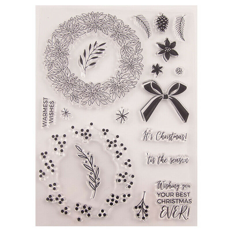Christmas wreath bowknot Silicone Stamp DIY Scrapbooking Photo Album Deco.l8