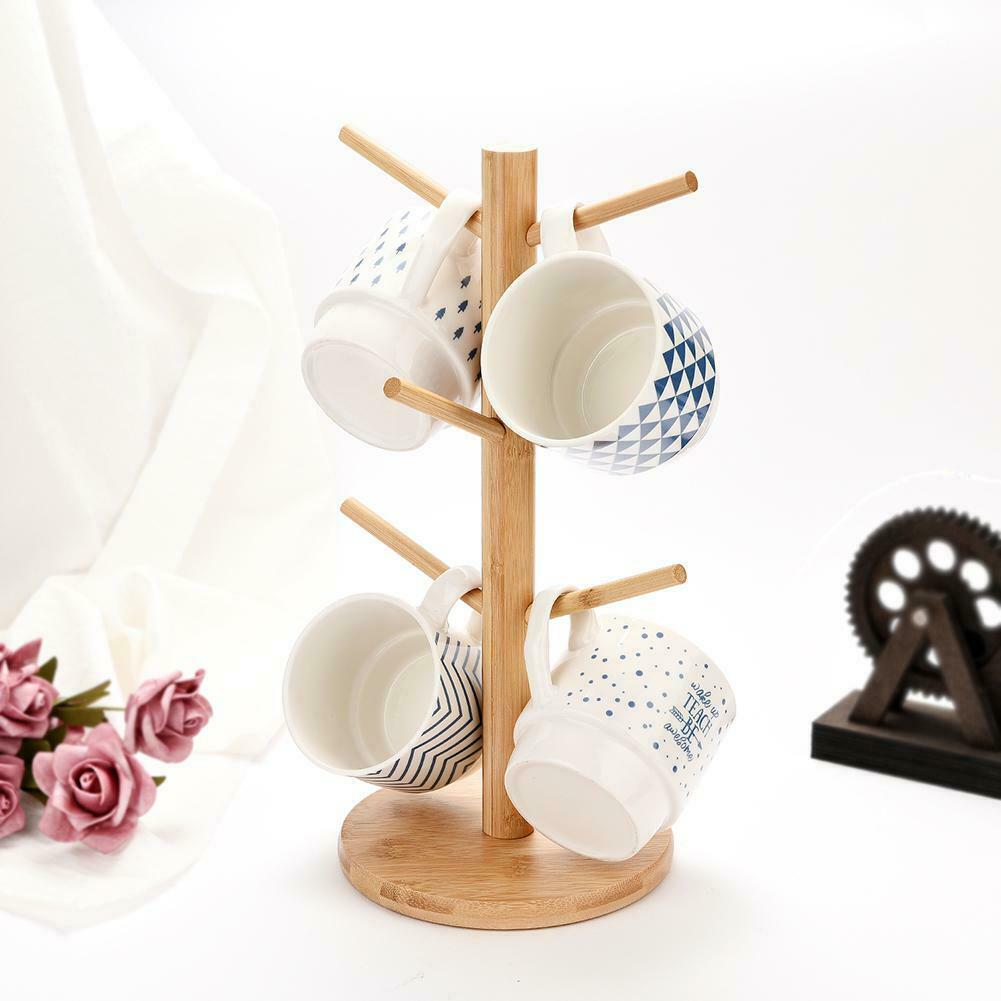 Wood Necklace Display Rack Jewelry Hanger Bracelet Household Cup Organizer @