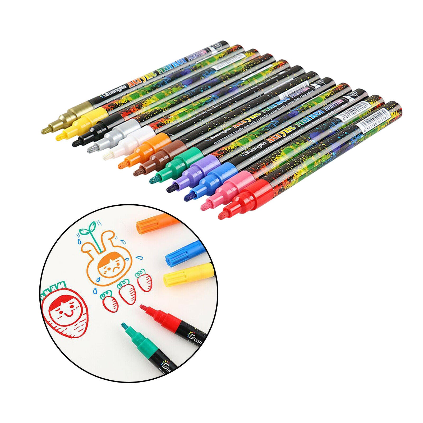 2mm Fine Tip Paint Pens, Set of 12 , Home DIY Painting, Scratchbook Coloring,