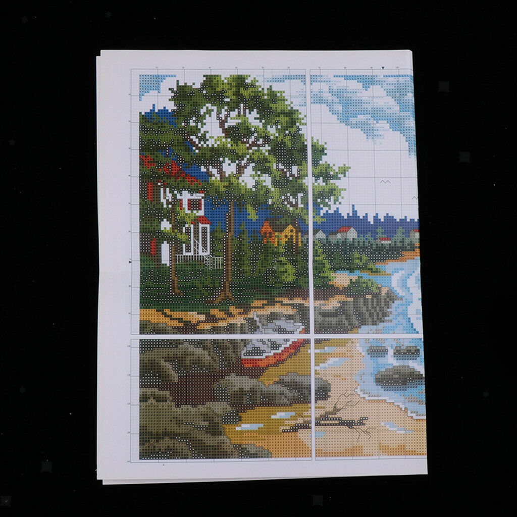 Stamped Cross Stitch Embroidery Kits Pre-Printed Pattern - Seaside Landscape