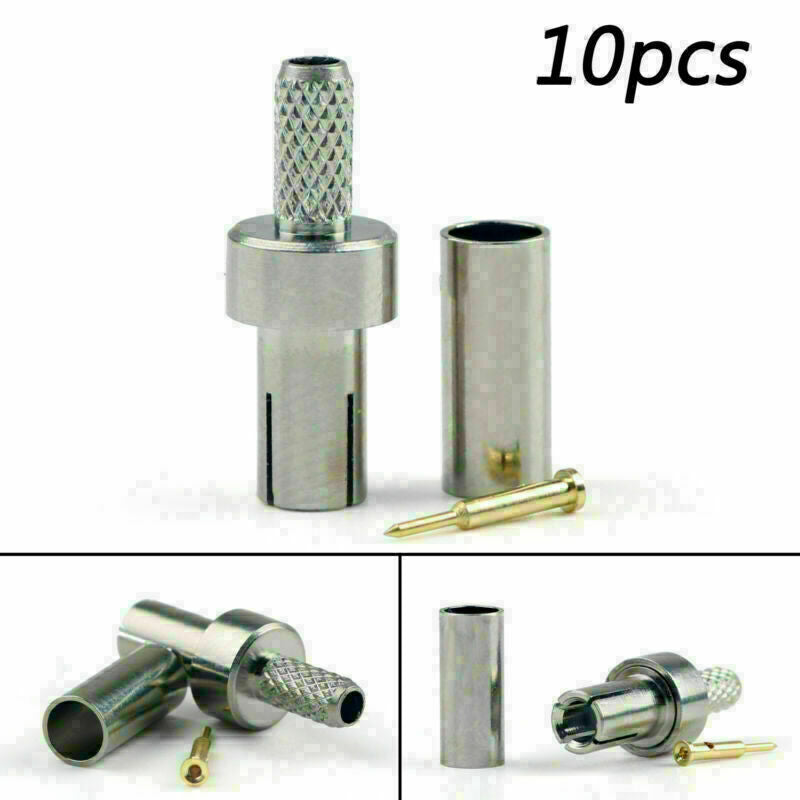 10 Pcs Connector TS9 Male Plug Crimp RG174 RG316 LMR100 Cable Straight Nickel CN