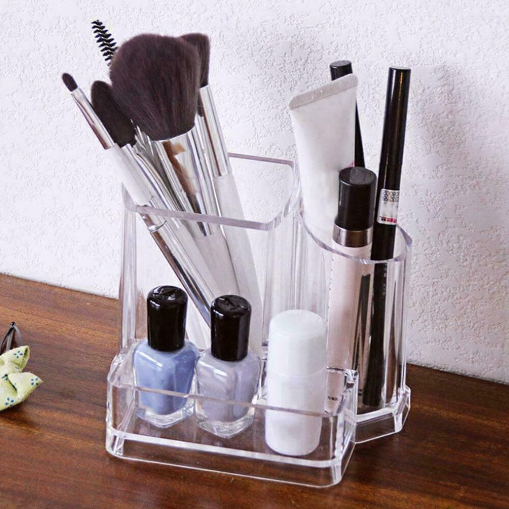 Clear Cosmetic Storage Box Makeup Brush Eyebrow Pencil Holder Acrylic Organizer