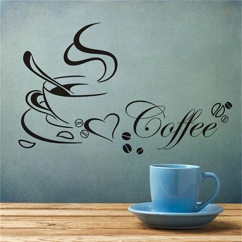 Removable Kitchen Decor Coffee Cup Heart Home Decals Vinyl Art Wall Stick.l8