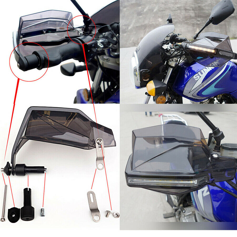Motorcycle Smoke Hand Guards Motocross Dirtbike Handguards Handlebar Guards+ LED