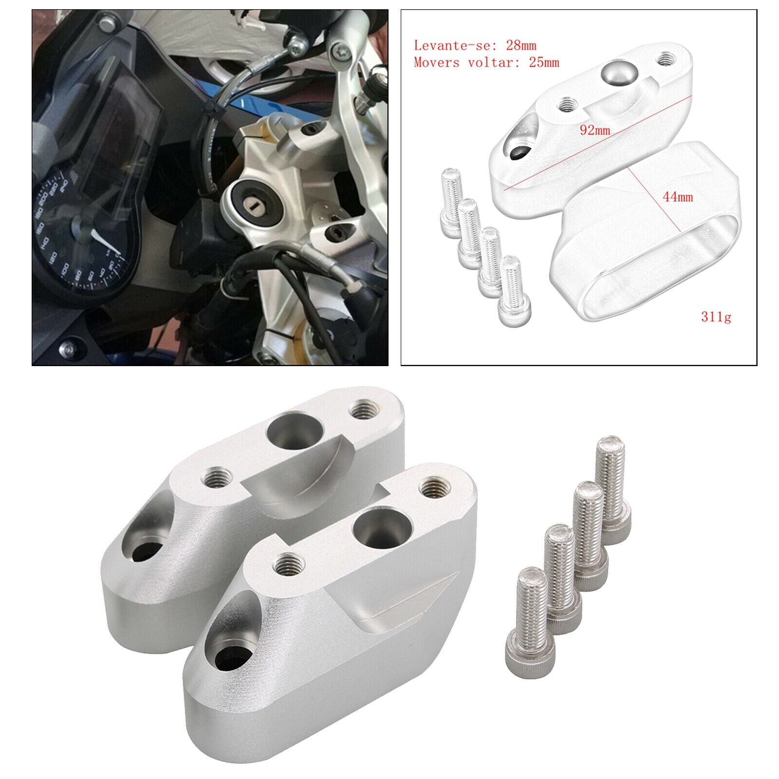 Heavy Duty Aluminum Handlebar Riser Clamp for BMW r1200rs 2015 2016 Replaces