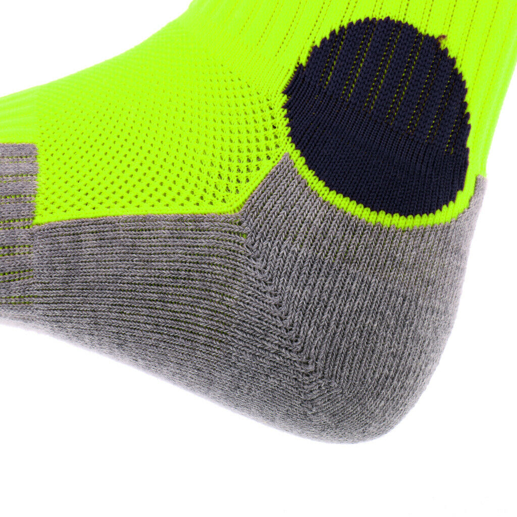 Men Women Teens Sweat Absorb Soccer Football Long Socks Fluorescent Yellow L
