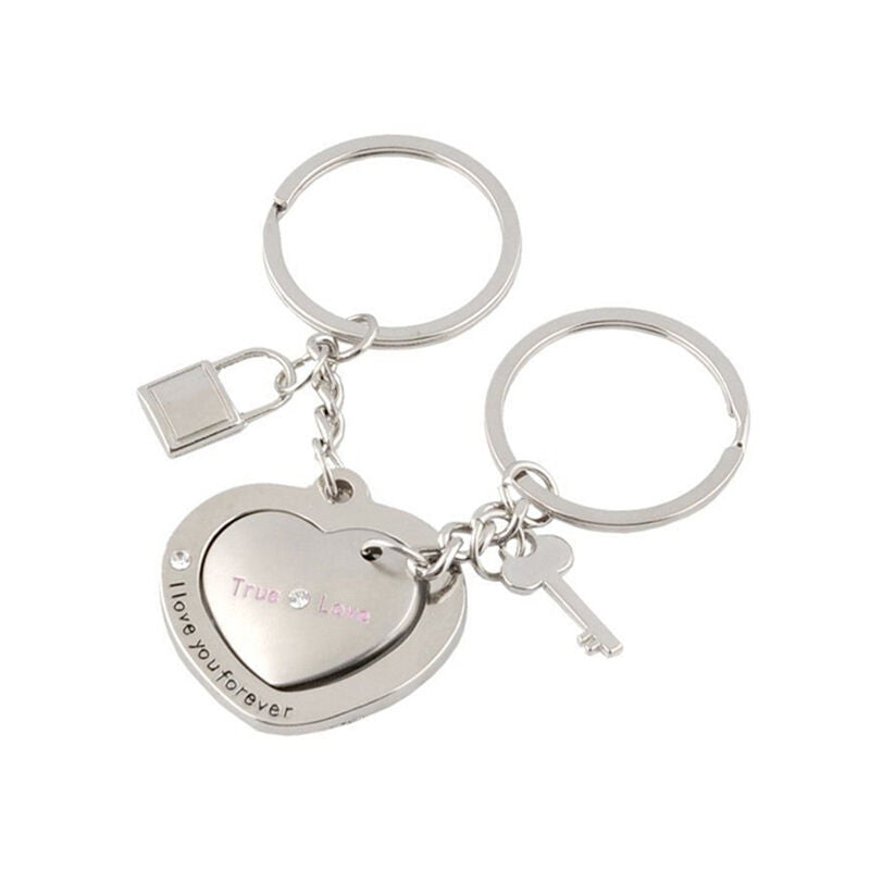 1 Pair Awesome Love Heart Lock Key*Chain Ring Keyring Keyfob Lover Couples J Tt