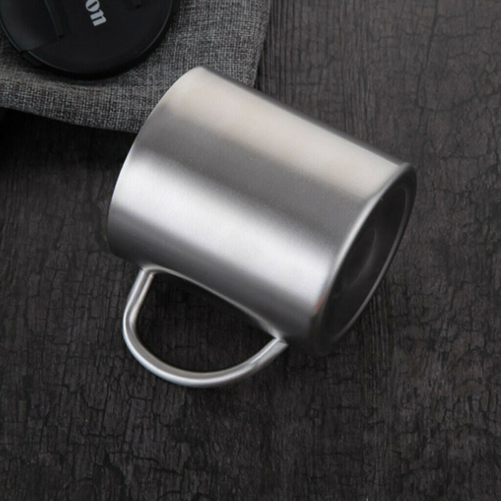 2x Stainless Steel 7.4 Ounce Double Walled Mug Kid's Water Tea Coffee Cup