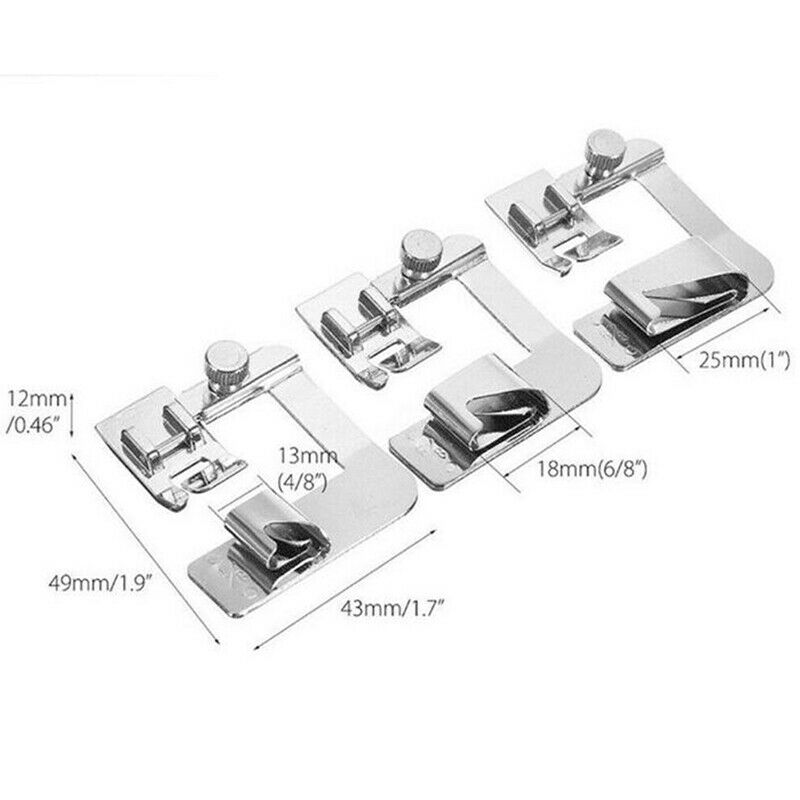 3Pcs/set Domestic Sewing Machine Foot Presser Rolled Hem Feet for Brother Sin SJ