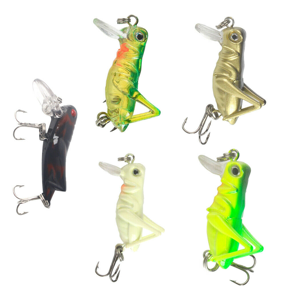 5Pcs Artificial Grasshoppers Insects Fishing Lures Hard Baits Crankbaits