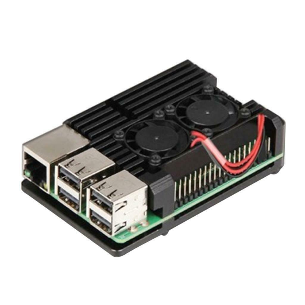 Black Heat-Sinks Case For Raspberry Pi3 2B 3B Box Alloy w/ Double Fans