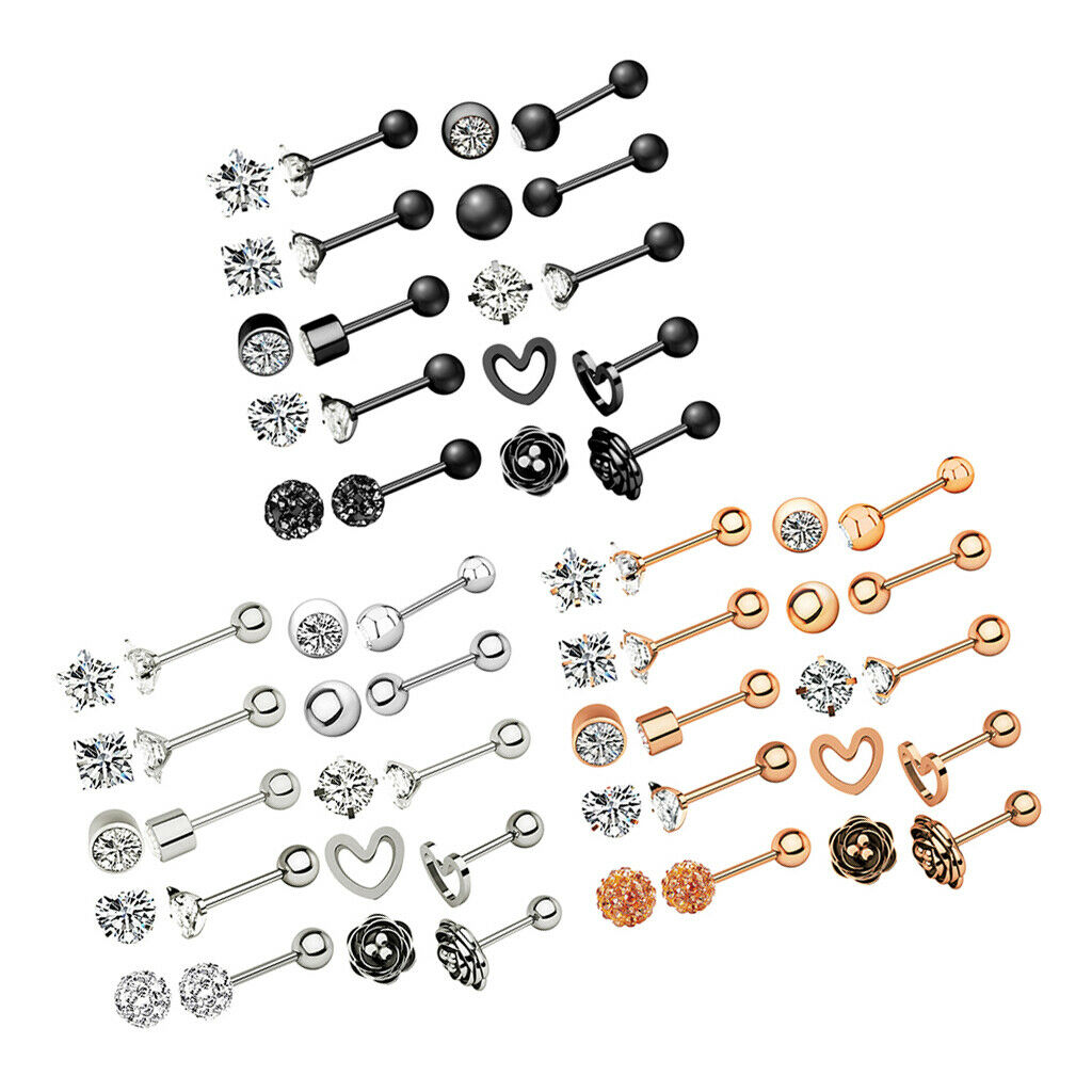 Fashion Men Women Ear Stud Heart Diamond Earring Lady Banquet Jewelry Gift
