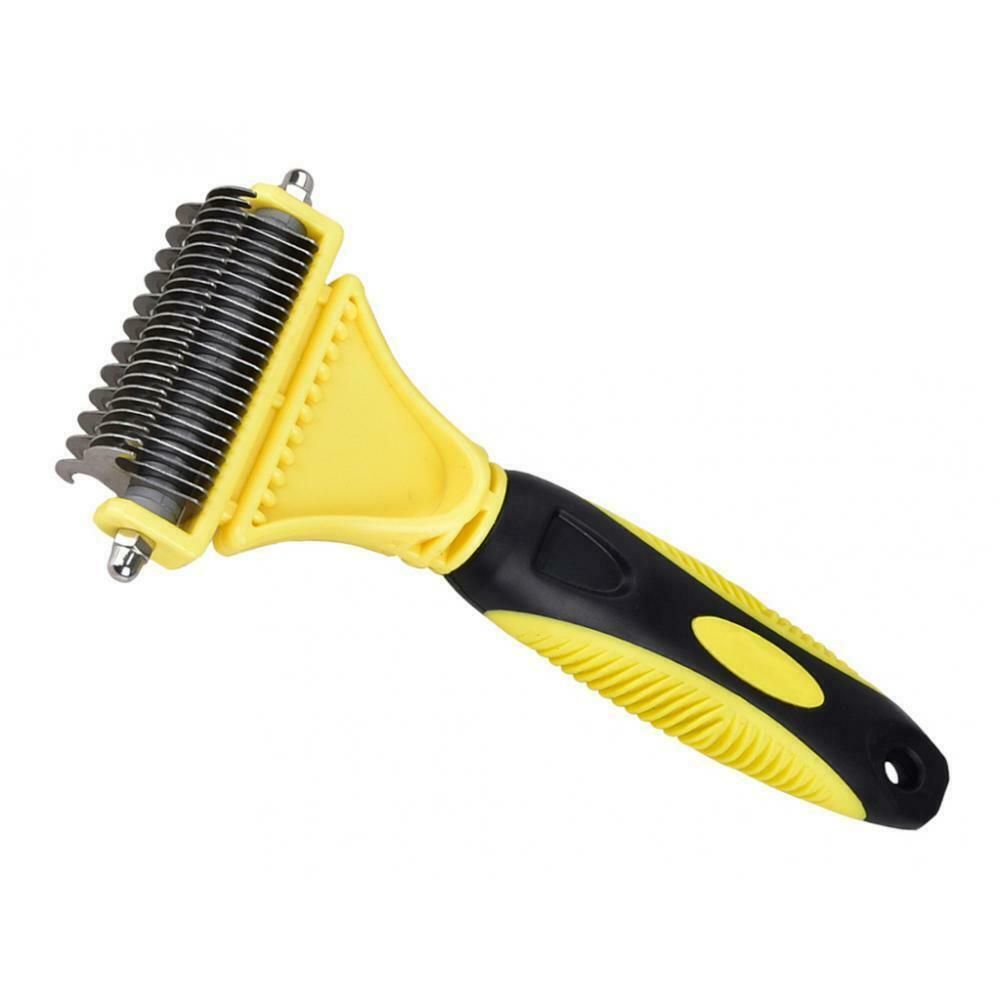 Pet Dog Deshedding Comb Short Long Hair Brush Rake Grooming Tool Yellow