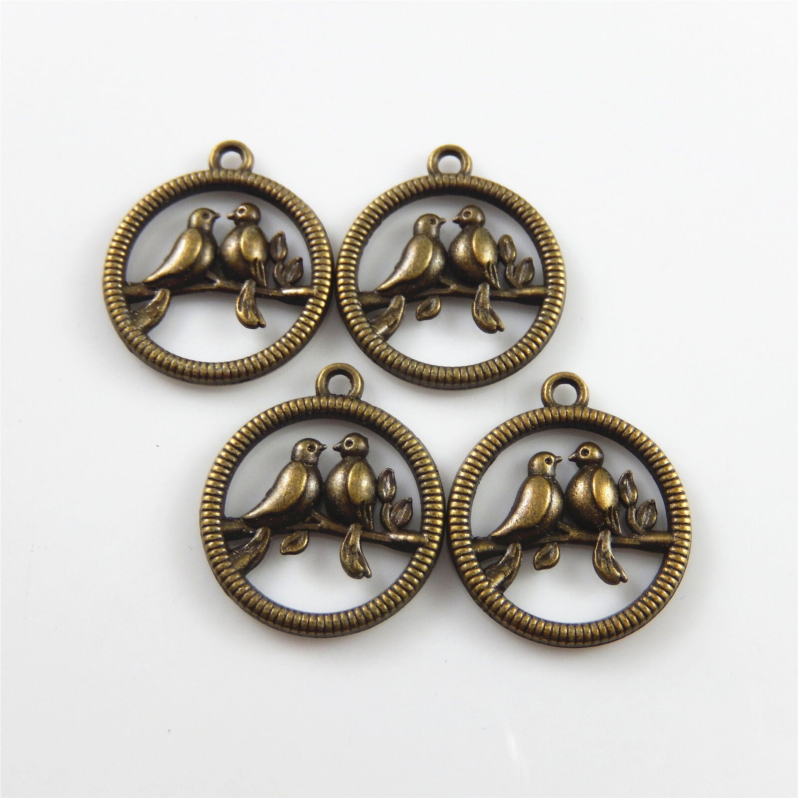 30 pcs Antiqued Bronze Couple Bird Charm Pendant DIY Crafts 25x21 mm #33321
