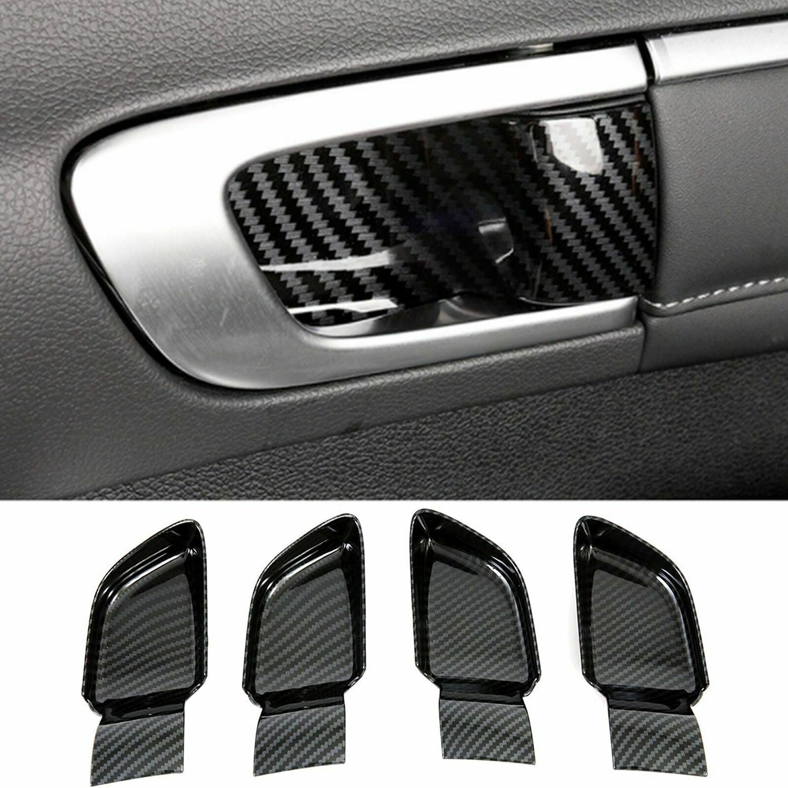 Carbon Fiber Interior Door Handle Bowl Cover Trim For Hyundai Sonata 2020-2021