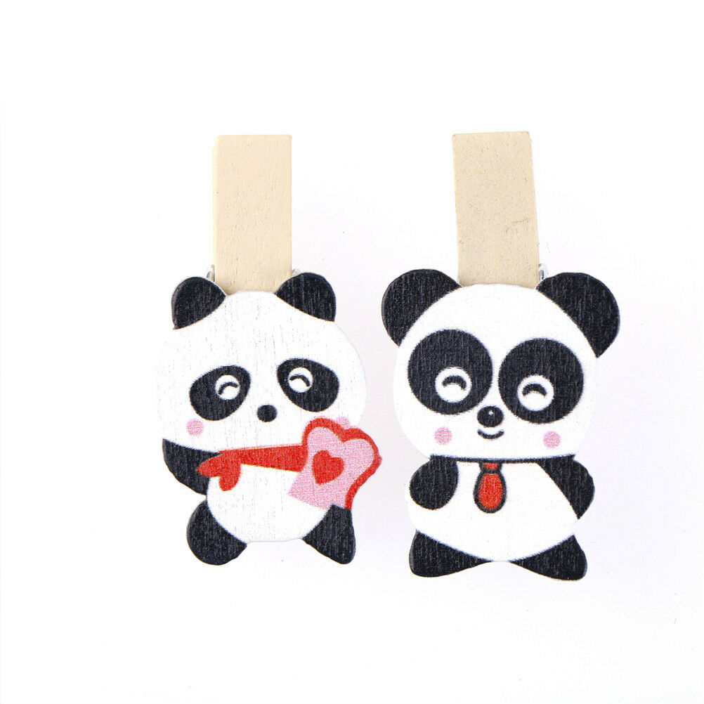 8pcs/lot Cartoon panda Wood Clip Photo Paper Clip Craft Decor with Hemp R.l8