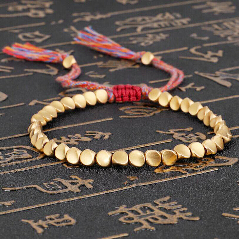 Tibetan Braided Knitting Copper Beads Lucky Rope Bracelet Bangle Unisex J.l8