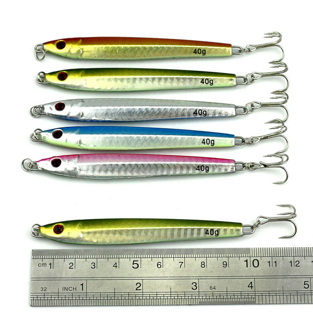 5X40g Fishing leurre Natural Lead Casting Jig Metal Slice Fishing Lures B.$l BD