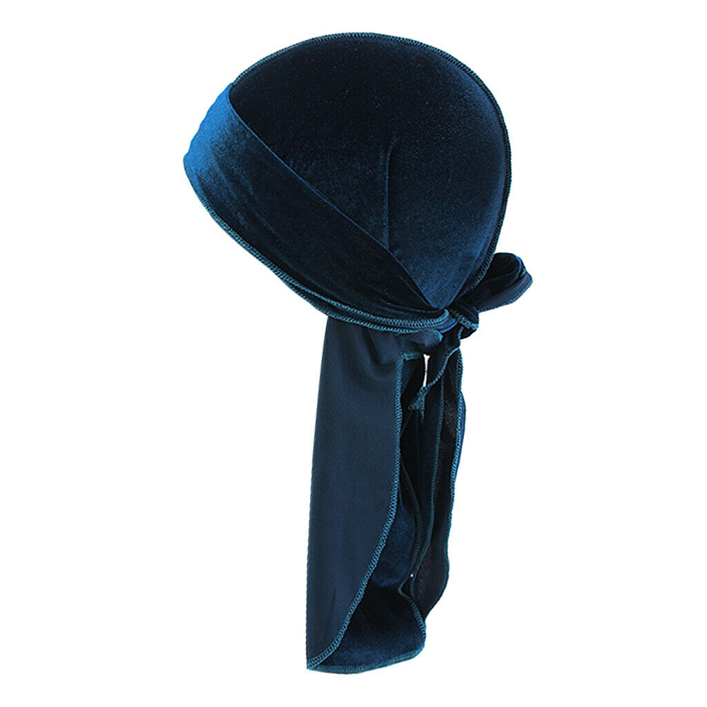 2 Pcs Unisex Trendy Velvet Bandana Hat Long Tail Headwear Beanie Chemo Hat