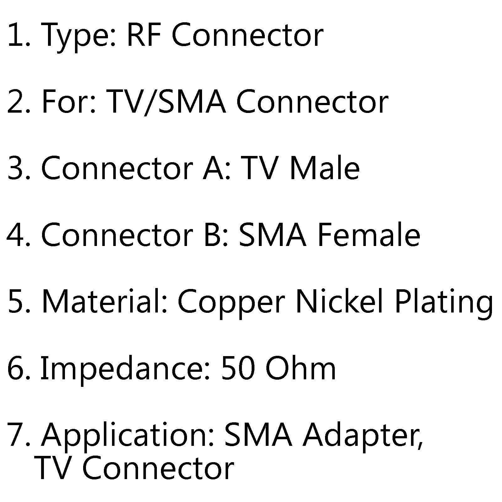 10x SMA Female Jack To TV IEC Male Plug 50Ω Connector RF Coaxial Adapter Copper.