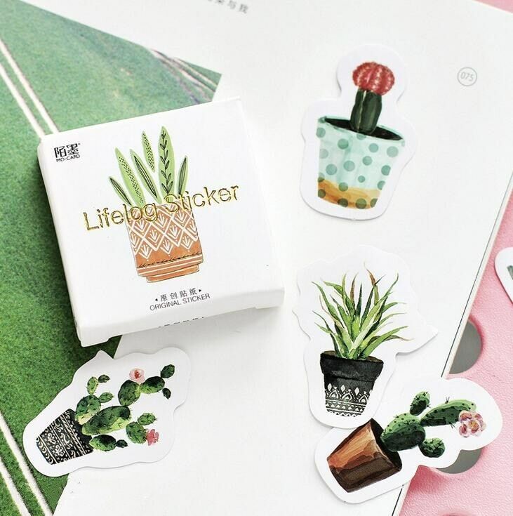 45pcs/pack Plant cactus Stickers DIY decorative Sealing Scrapbooking stickers