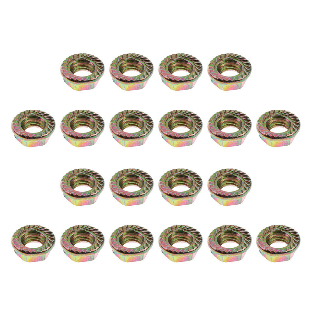 20 Pieces Carbon Steel Serrated Hex Flange Nut Hex Lock Nickel Plated 40M8