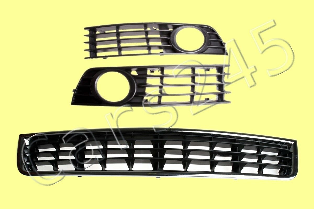 Fog Light Grills 3pcs SET Fits AUDI A4 B6 2001-2004