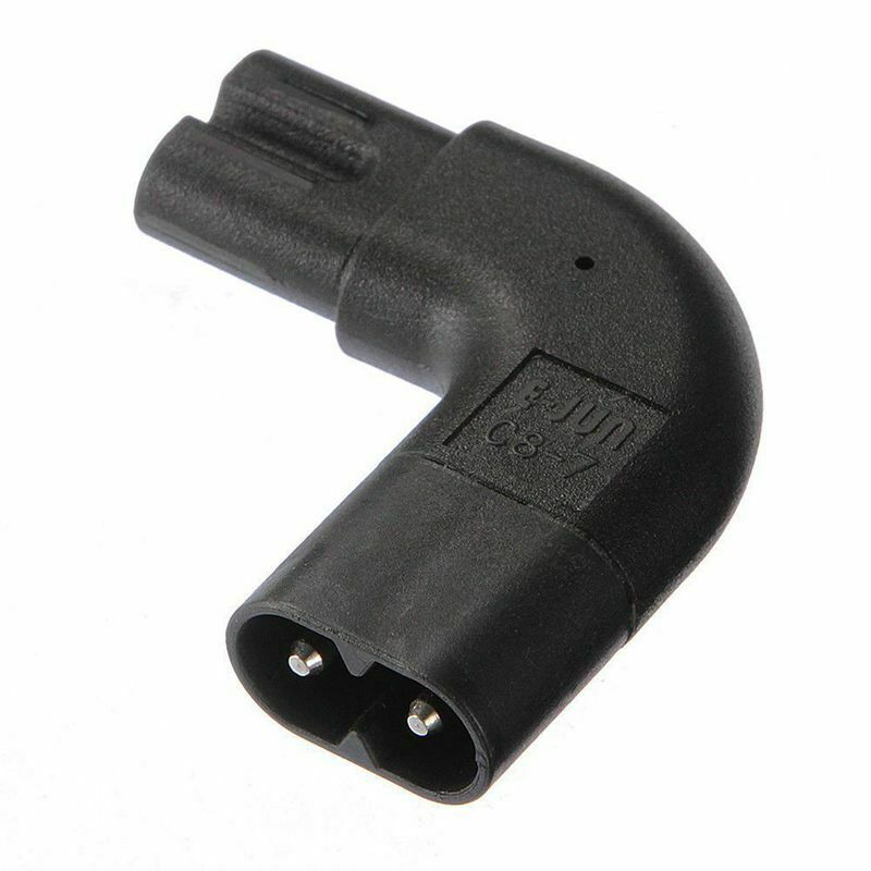 IEC320-C8 Male to C7 Female 90 Degree Angle Sided Angled Power Adapter 110-250L1