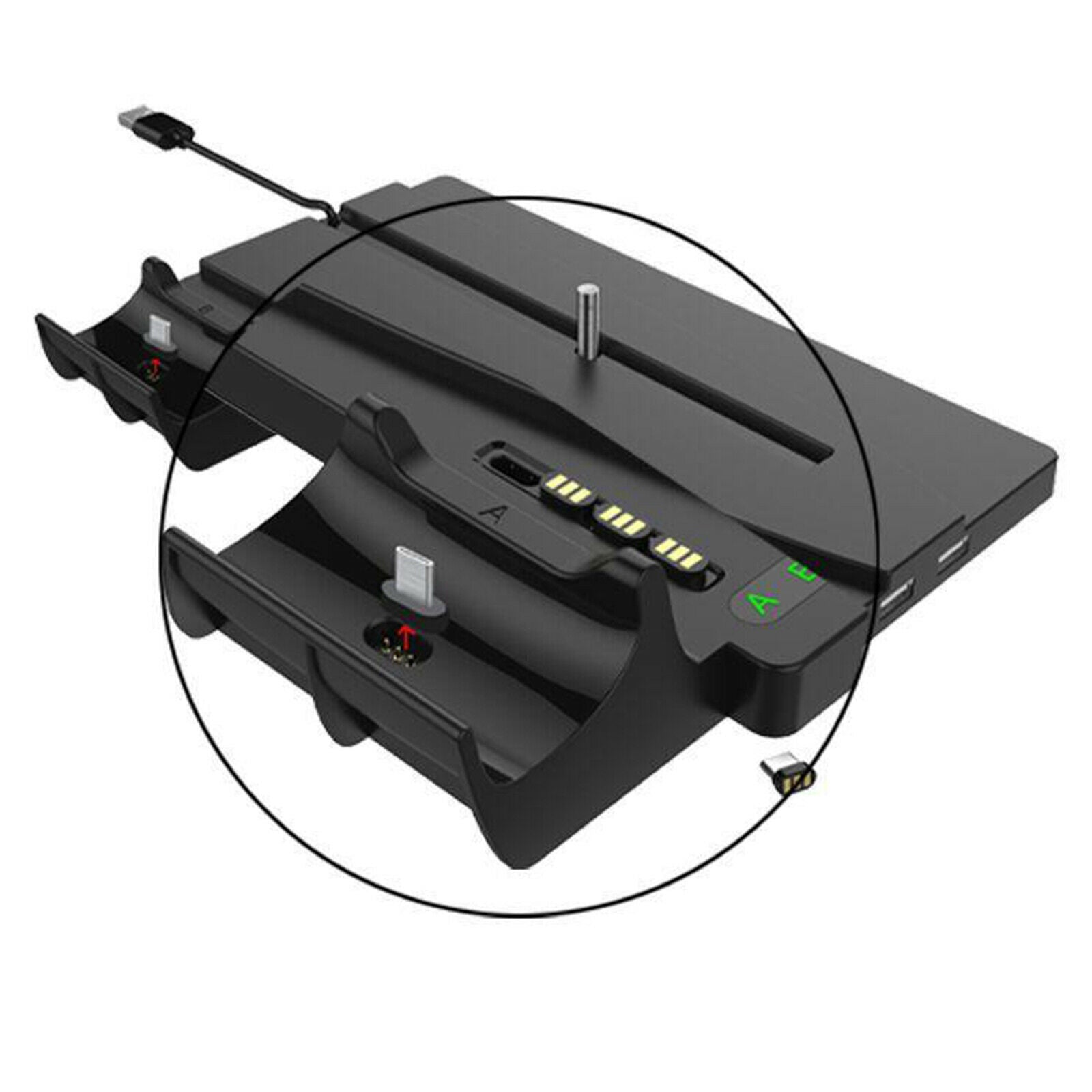 Controller Quick Charging Dock Stand With 2 USB Hubs for PS5 Gamepad Black