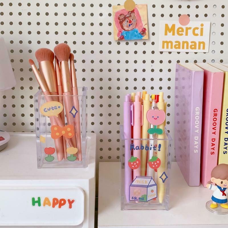 Decorative Transparent Acrylic Pen Holder Simple Makeup Tools Organizer Holder