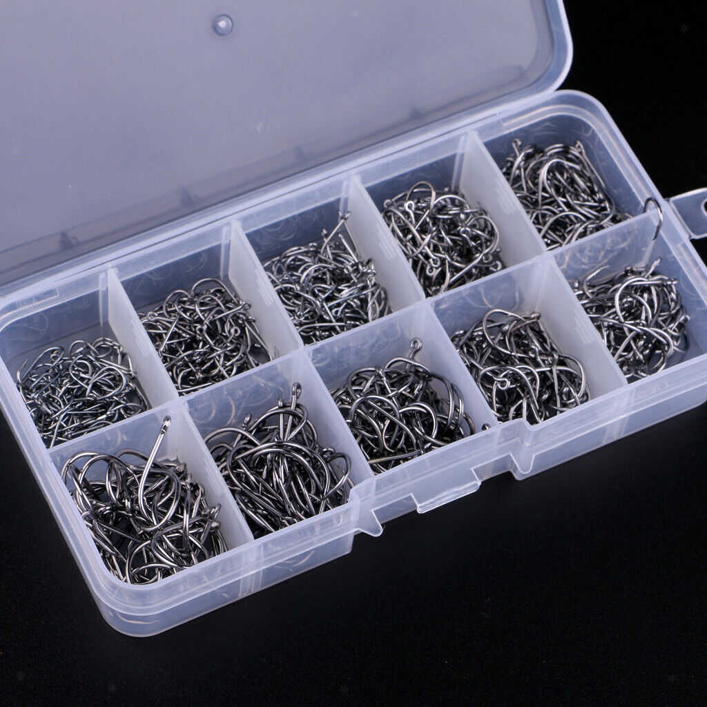 500Pcs/box Steel Saltwater Fishing Hook Barbed Hook Jigging Hook Size 3#-10#